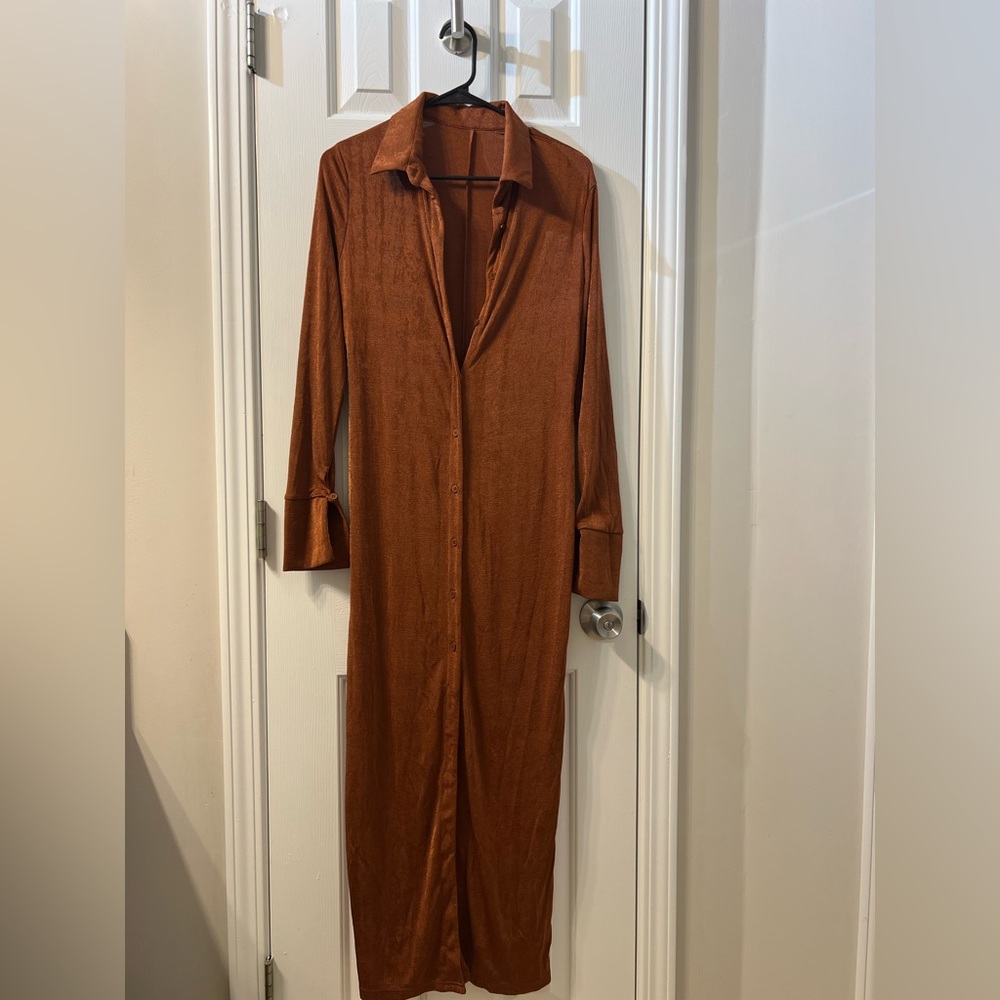 Long Sleeve Dress for Women Bodycon Button Down